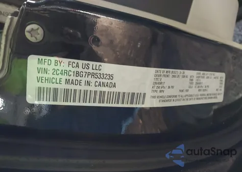 2023 Chrysler Pacifica Touring L z USA, uszkodzony, nr VIN 2C4RC1BG7PR533235